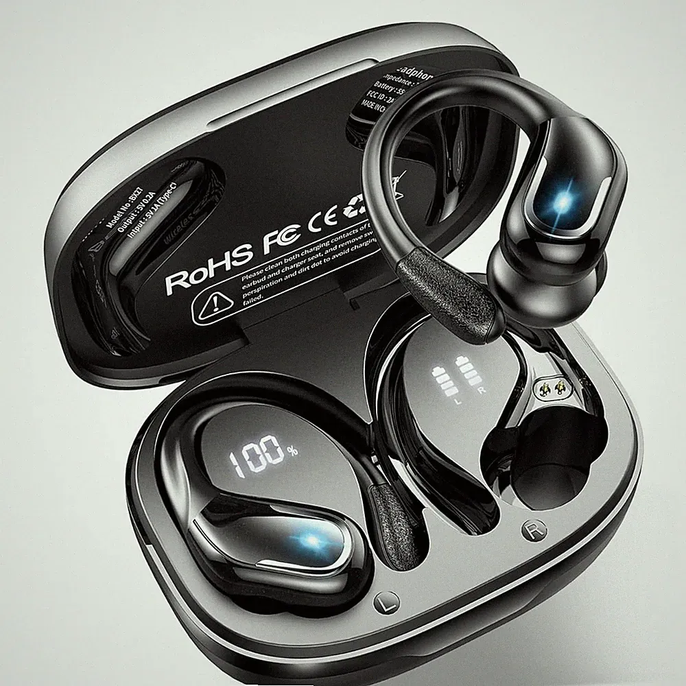 Bluetooth Kopfhörer Sport mit App 75 Std Bluetooth 5.4 Bass Hi-Fi Stereo IPX8