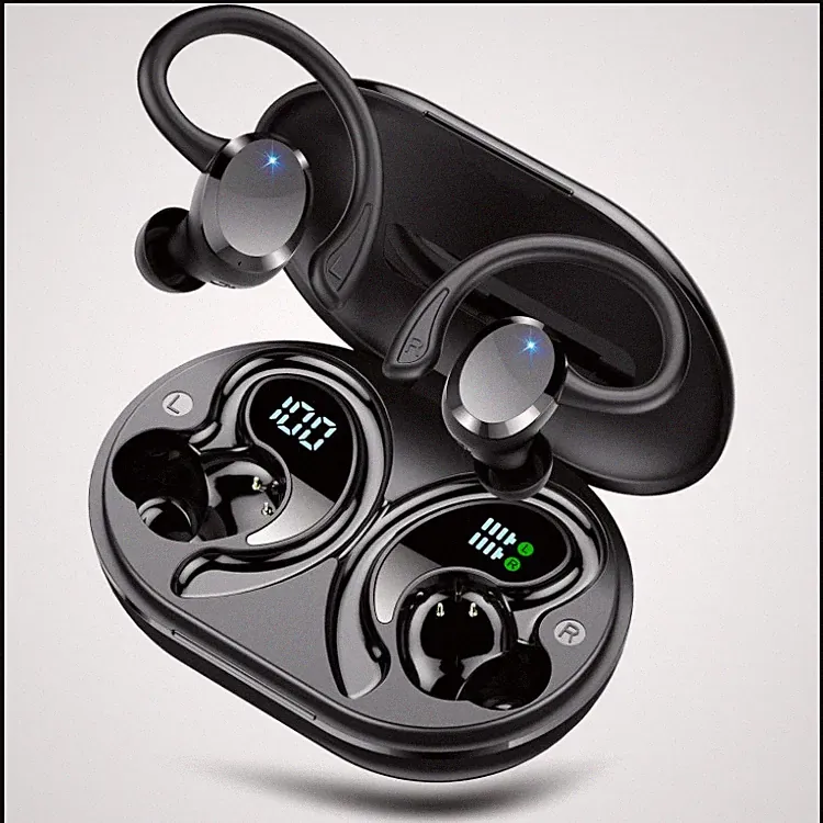 Bluetooth Kopfhörer Sport mit Geräuschunterdrückung, Schwarz, 68 Std Akku