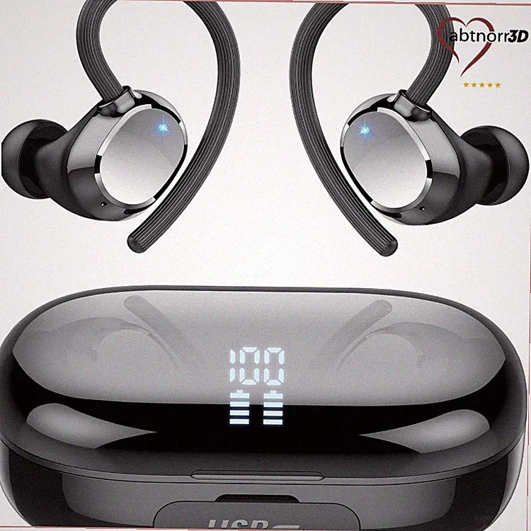 Bluetooth Kopfhörer Sport Q22, Kabellos mit 2600 mAh Ladeetui, Schwarz