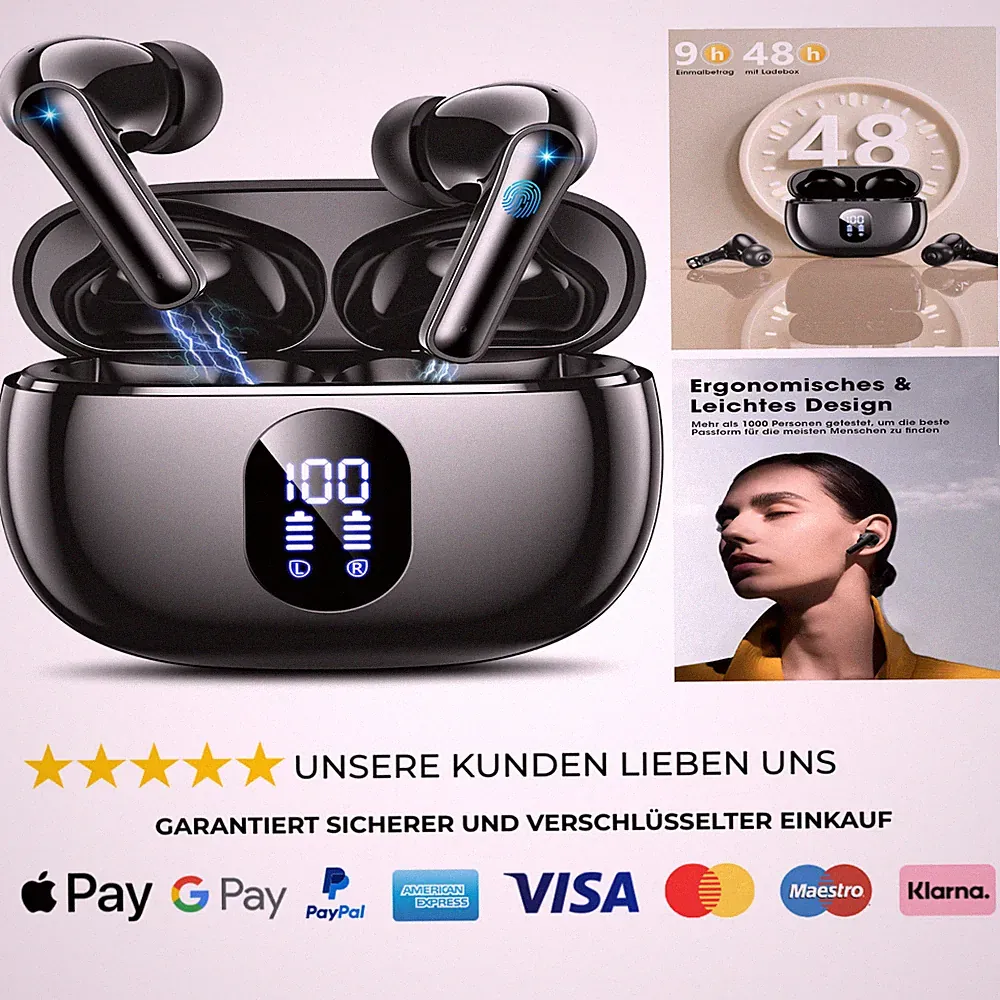 Bluetooth Kopfhörer T18 In Ear 4 Mikrofone ENC Wasserdicht 52 Std Ak