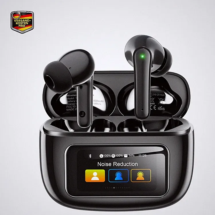 Bluetooth Kopfhörer T24 In Ear mit ANC, Touchscreen, 48 Std. Wiedergabe, Schwarz