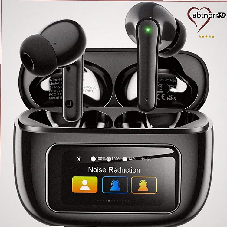 Bluetooth Kopfhörer T24 In Ear mit Touchscreen und ANC, Schwarz, 48 Std.
