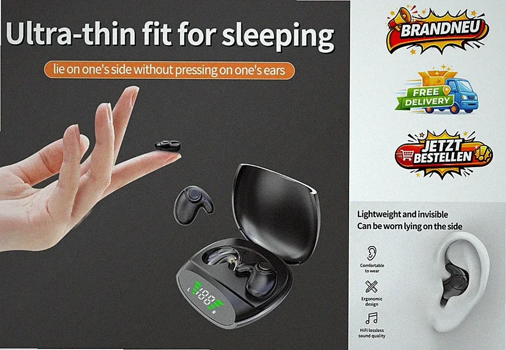 Bluetooth Kopfhörer TWS Sport In Ear Schlaf Noise Cancelling Mini Wireless