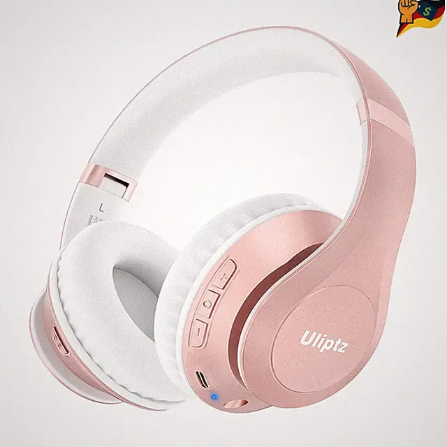 Bluetooth Kopfhörer Uliptz kabellos 65 Stunden Spielzeit 6 EQ Modi Roségold