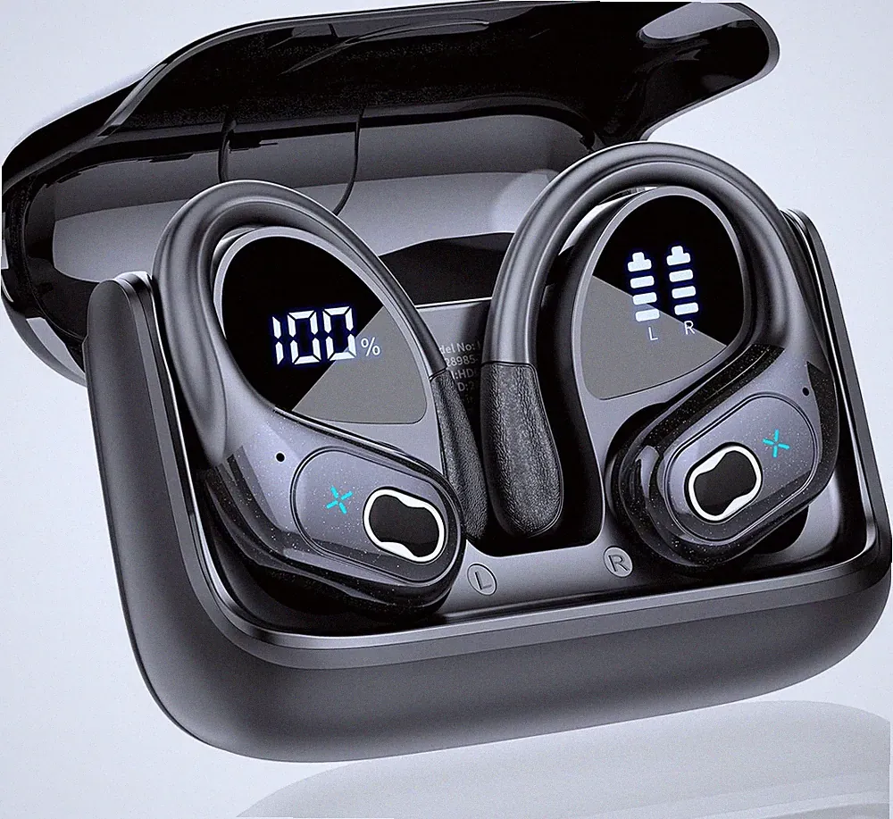 Bluetooth Kopfhörer V5.3 Sport In Ear Mikrofon LED Anzeige Fitness Joggen Auto