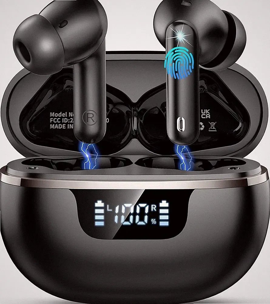 Bluetooth Kopfhörer W90 Kabellos mit ENC Rauschunterdrückung, 50 Std Spielzeit