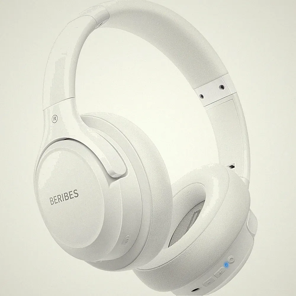 Bluetooth Over Ear Kopfhörer HiFi Stereo Mikrofon Weiß 65 Std 6 EQ-Modi