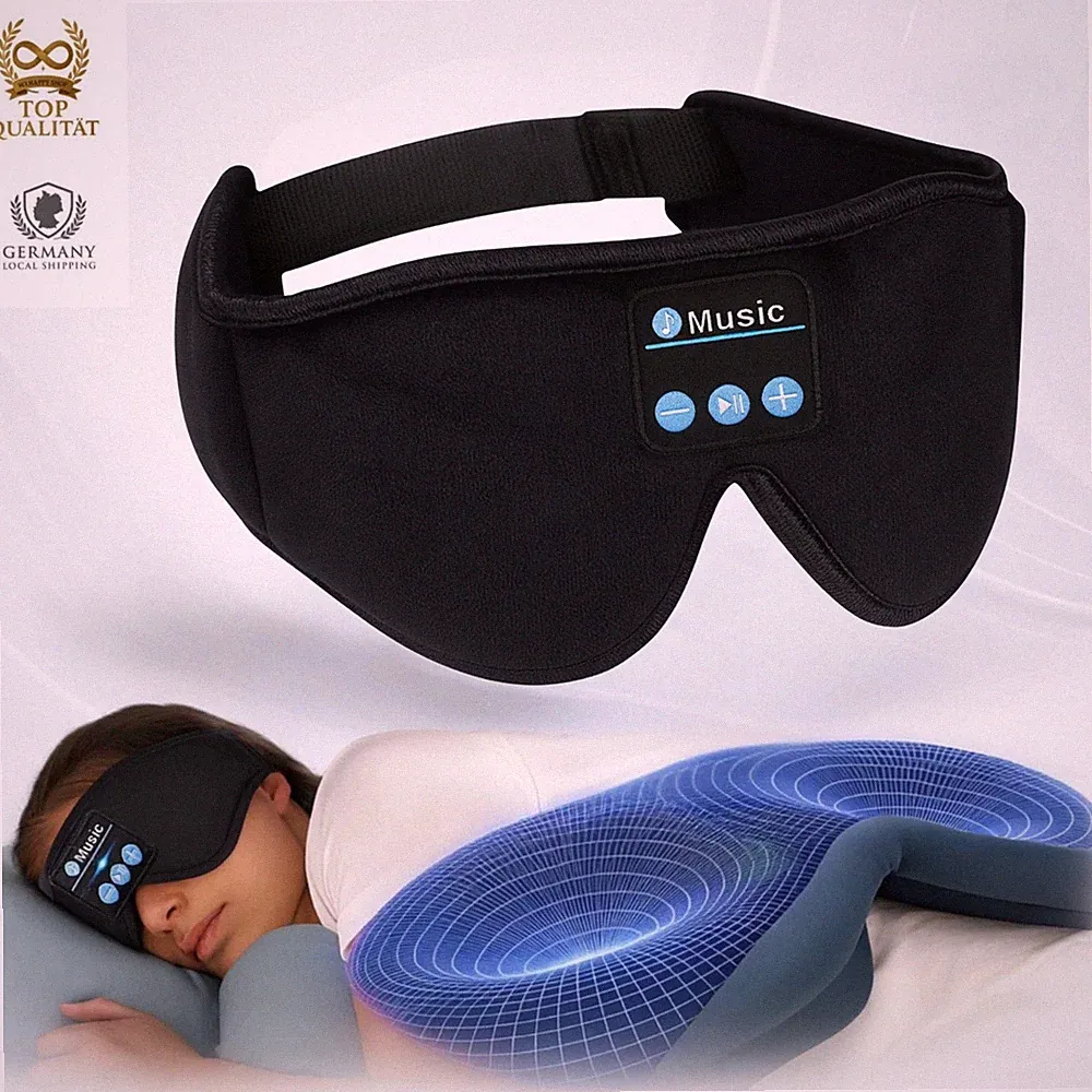 Bluetooth Schlafkopfhörer Kabellose 3D Schlafmaske Musik Augenmaske Ultraweich