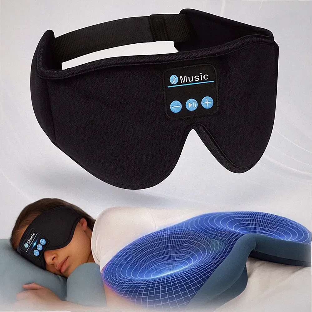 Bluetooth Schlafmaske 3D Augenmaske Kopfhörer Musik Tiefschlaf Hilfe Entspannung