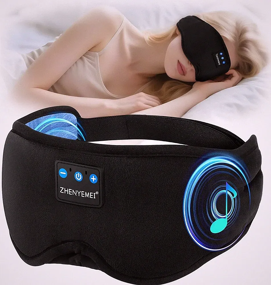 Bluetooth Schlafmaske Kopfhörer 3D Augenmaske Kabellos Schlafbrille Weich Unisex