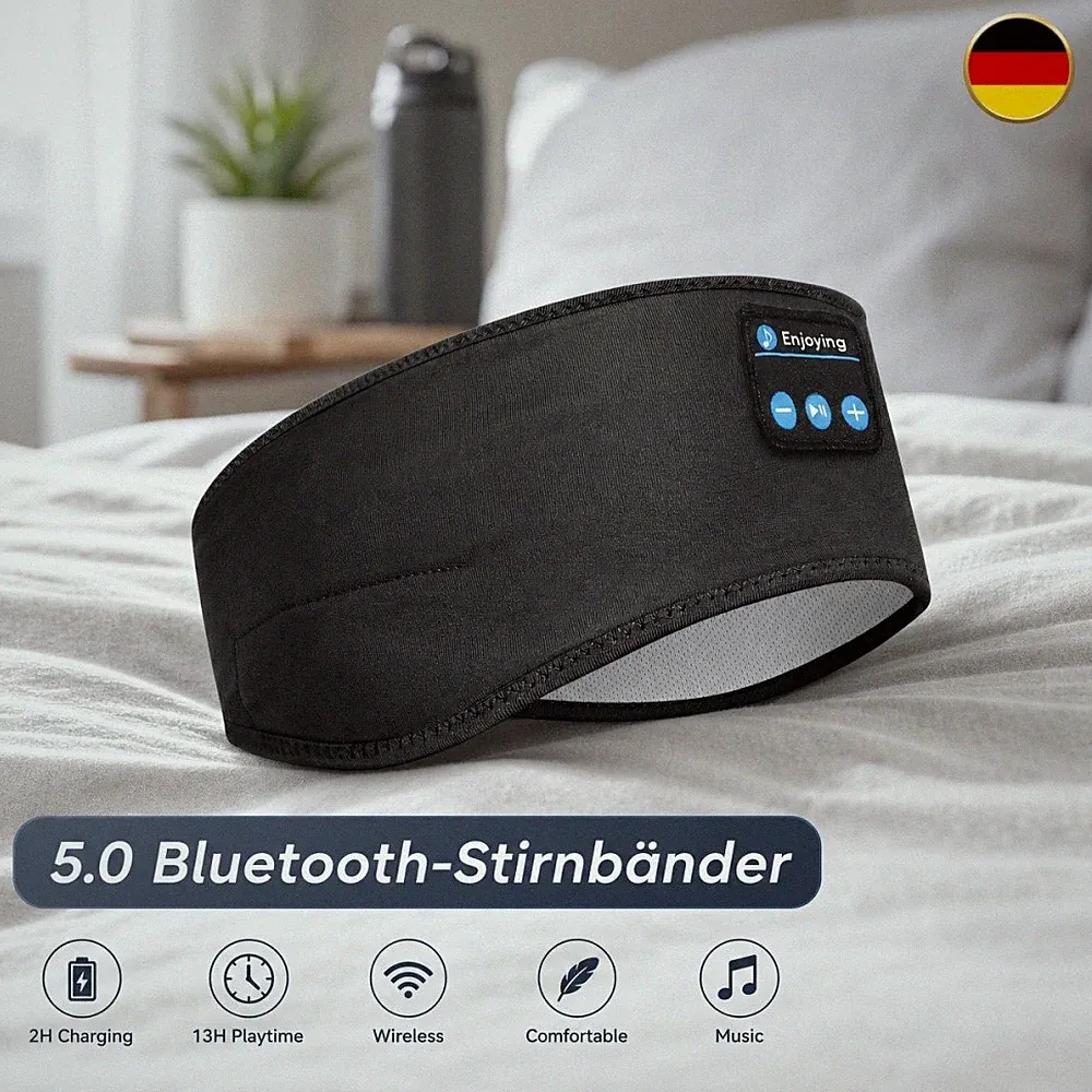 Bluetooth-Stirnband Kabellos Stereo Weich Atmungsaktiv USB-Aufladung Radfahren