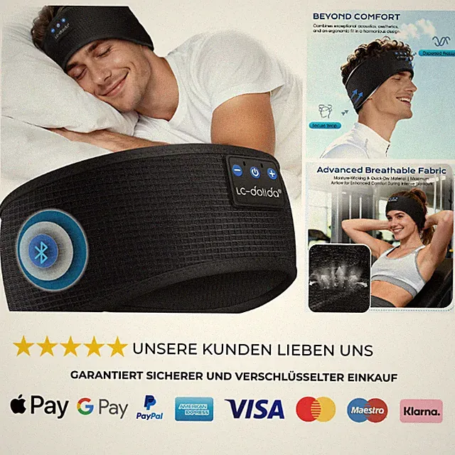 Bluetooth Stirnband Kopfhörer 15 Std Spielzeit HiFi Stereo