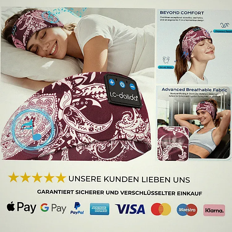 Bluetooth Stirnband Schlafkopfhörer 15 Std Playtime HiFi Stereo