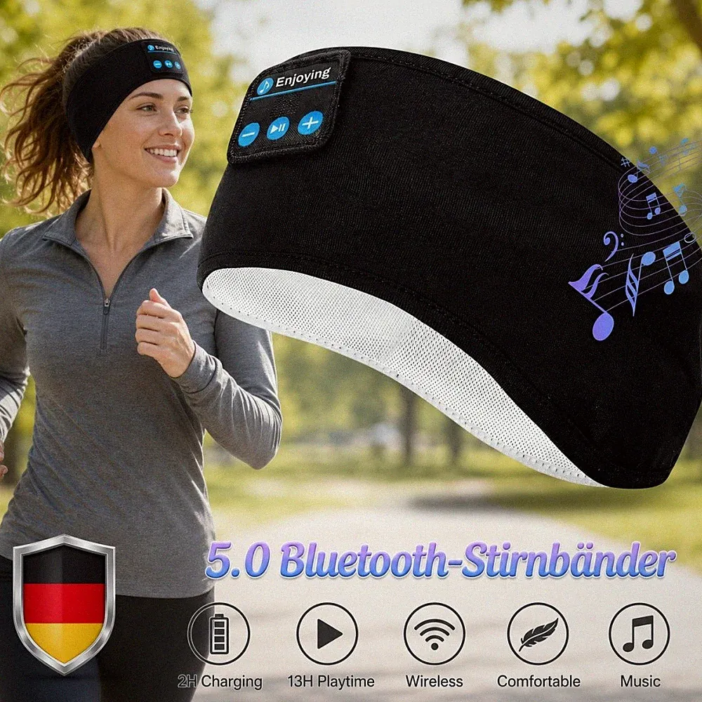 Bluetooth-Stirnband Schlafmaske Kabellos USB-Aufladung Lautsprechern Schlafen