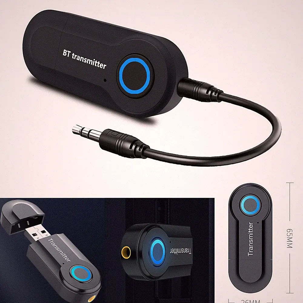 Bluetooth Transmitter Empfänger 3.5mm Audio Sender Adapter USB TV PC Kopfhörer
