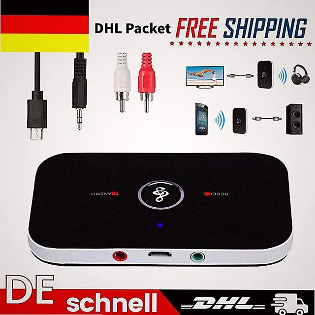 Bluetooth Transmitter Empfänger Sender Audio Adapter Wireless Aux TV Kopfhörer