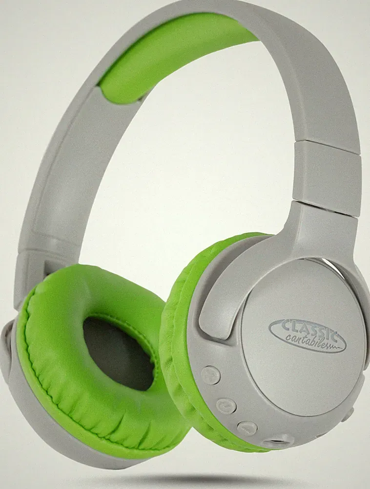 Bluetooth und kabelgebundener Kinderkopfhörer von Classic Cantabile in Grau