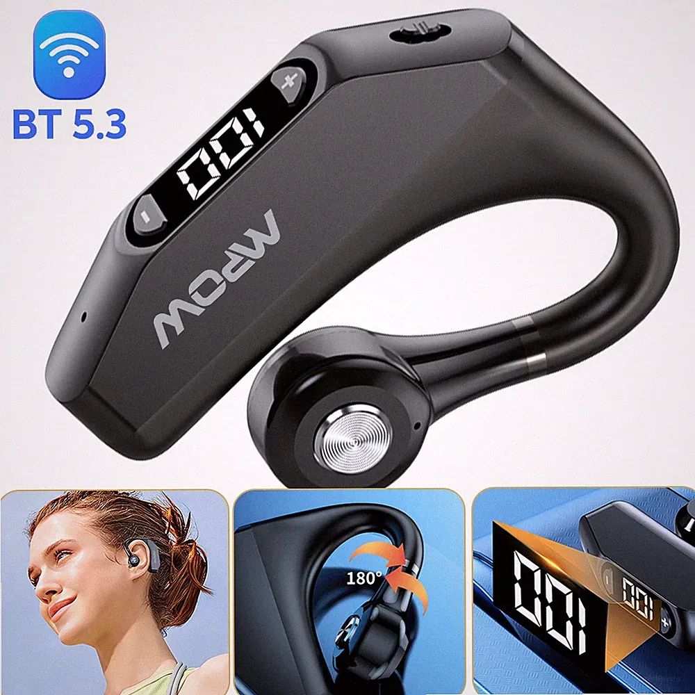 Bluetooth5.3 Ohrhörer Kopfhörer Stereo Kabellos Einohr Auto Headset mit Mikrofon