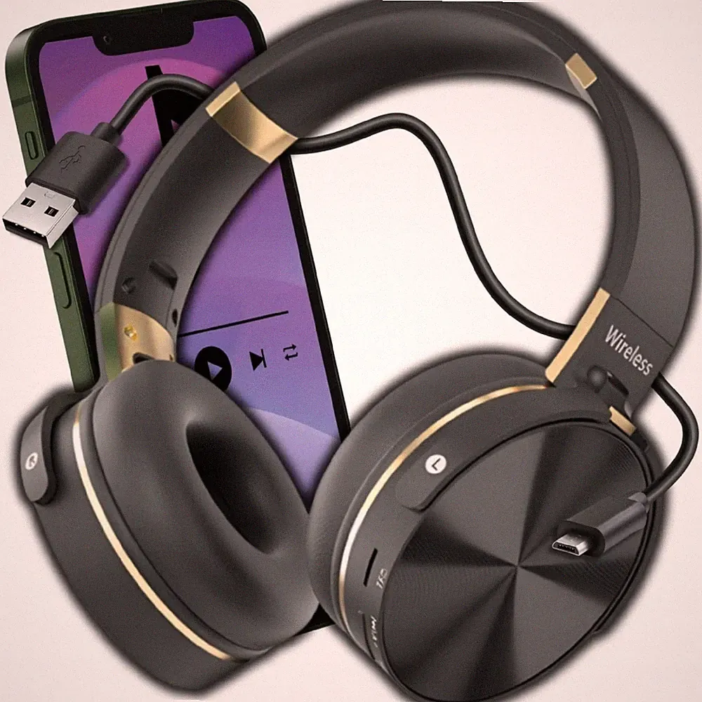 Bluetooth5.4 Headset Kopfhörer kabellos 3,5mm Over-ear Schwarz fr iPhone Samsung