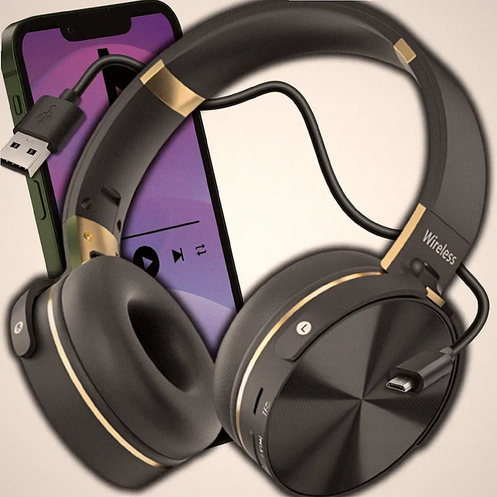 Bluetooth5.4 Headset Kopfhörer kabellos 3,5mm Over-ear Schwarz fr iPhone Samsung