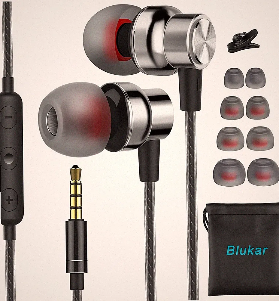 Blukar In-Ear-Kopfhörer, Kopfhörer Mit Mikrofon Und Kabel, Komfortable Geräuschr