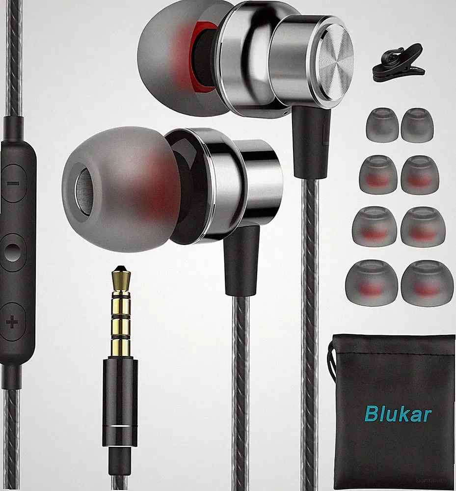Blukar In-Ear-Kopfhörer mit Mikrofon Kabel 3,5 mm