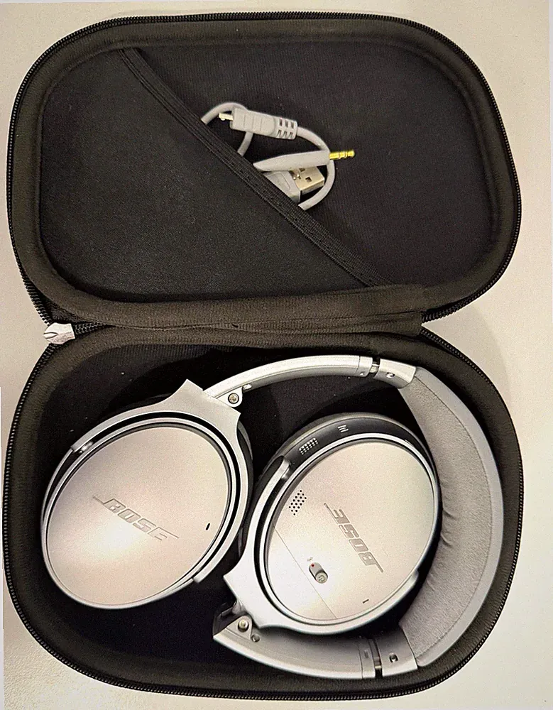 Bose QuietComfort 35 Over-Ear Kopfhörer Kopfbügel silber/grau mit Etui 3,5mm