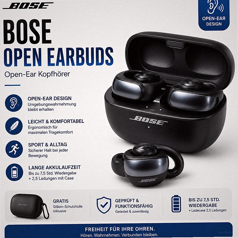 Bose Ultra Open Earbuds Bluetooth Open-Ear Kopfhörer Schwarz geprüft