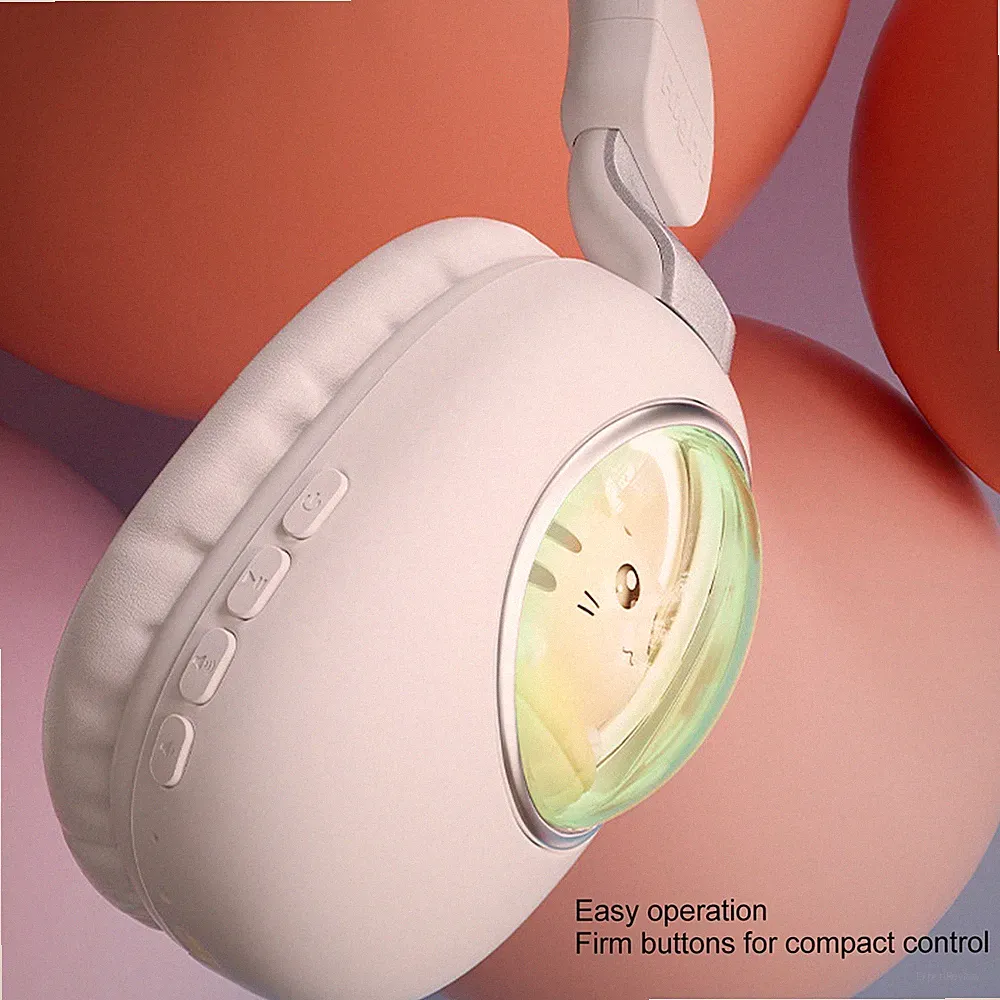 BT Gaming Headset Cute Cartoon Wired Wireless Stereo Headphone With LED Light CB