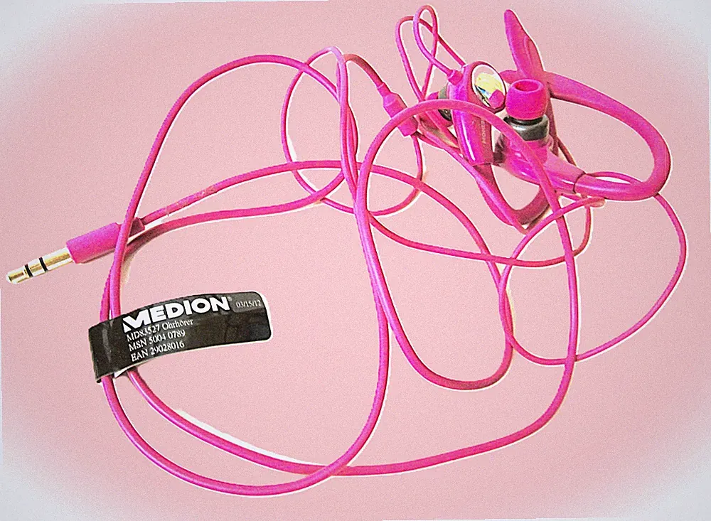 Büro -Kopfhörer/Hedset "MEDION" - 2 Halterungen + in Ear - rosa
