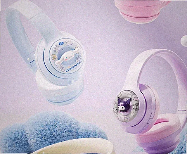Cartoon Kuromi Cinnamoroll My Melody Headset Stereo Headhones Wireless Bluetooth