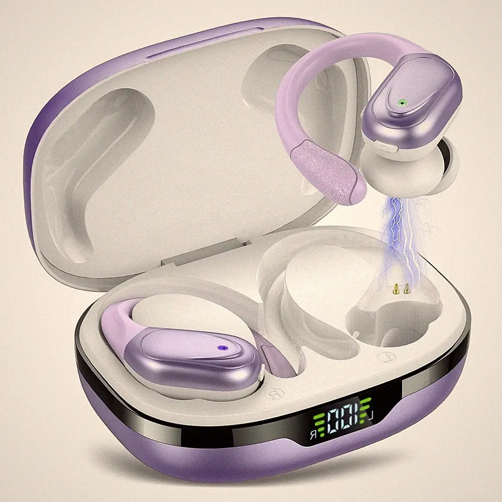 CASCHO Bluetooth Kopfhörer Sport, Kabellose In-Ear Ohrhörer Weiß Violett