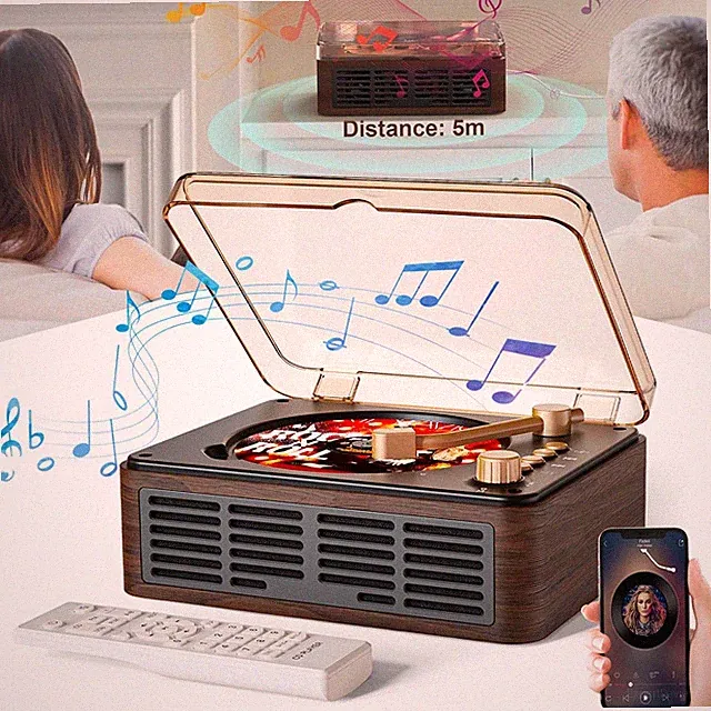 CD Player Retro Holz Bluetooth 5.0 Lautsprecher Stereo Anlage Radio USB AUX MP3