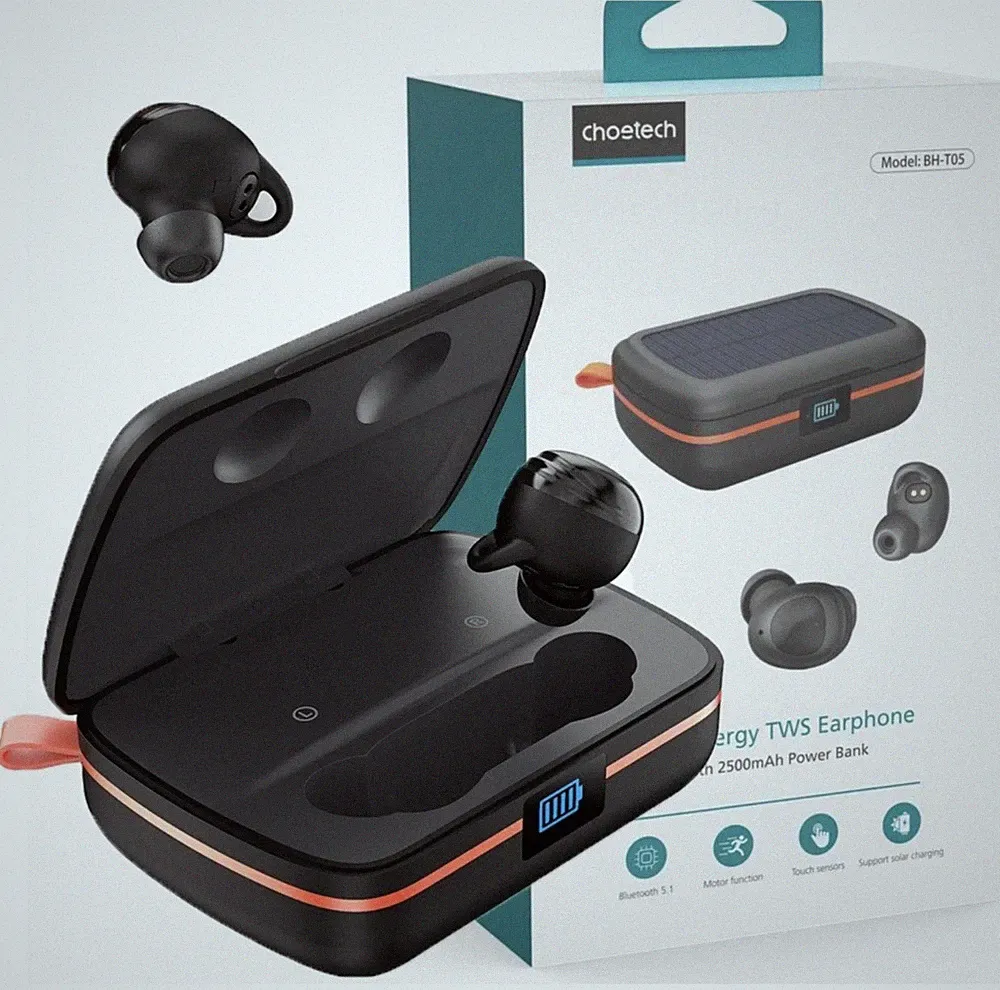 choetech BH-T05 TWS In-Ear Bluetooth Kopfhörer Solar-Ladecase Mic Touch sw