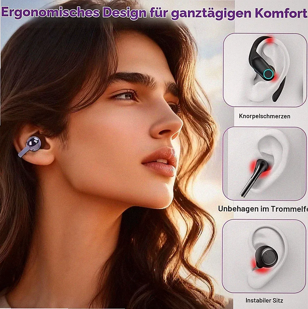 Clip On Kopfhörer, Open Ear Kopfhörer, Ohrclip mit Beeindruckender Klang, K
