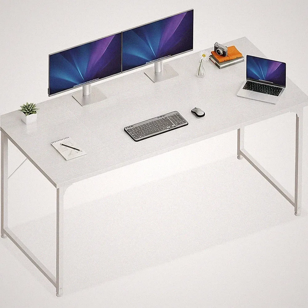 Computertisch 160x55cm Schreibtisch weiß Holz, modern, Büro, Gaming