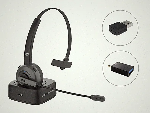 Conceptronic POLONA03BDA Wireless Bluetooth Headset mit Ladedock und Bluetooth