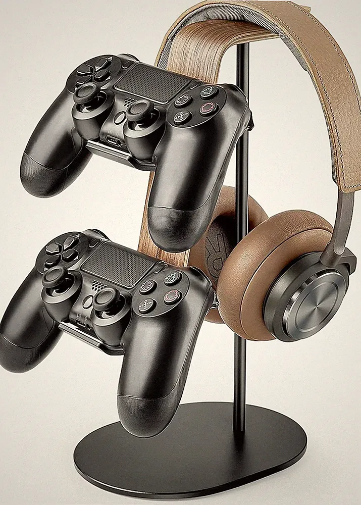 Controller und Kopfhörer Halter, Aluminium und Holz Gaming Controller &