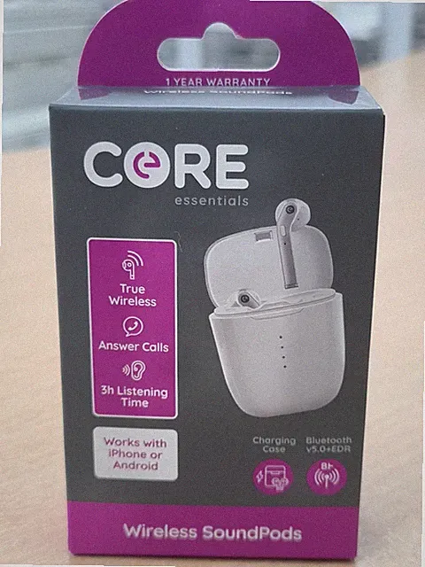 Core Wireless Sound Pods True Wireless - Bluetooth V5.0+, Ladecase. Siri.