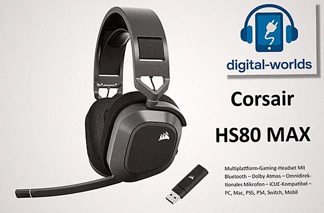 Corsair HS80 Max wireless Headset - schwarz +++ POLSTER NEU / BITTE LESEN +++