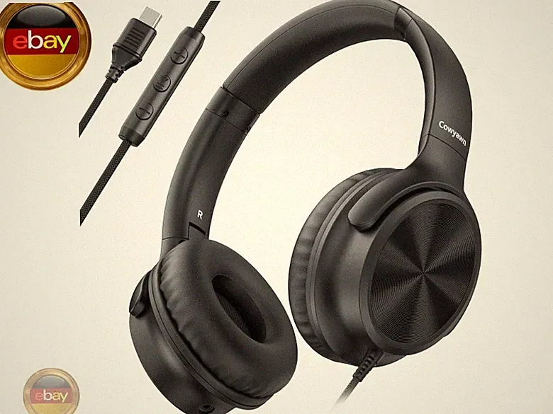 Cowyawn USB-C-Kopfhörer kabelgebunden, Over-Ear-Kopfhörer mit Mikrofon, L