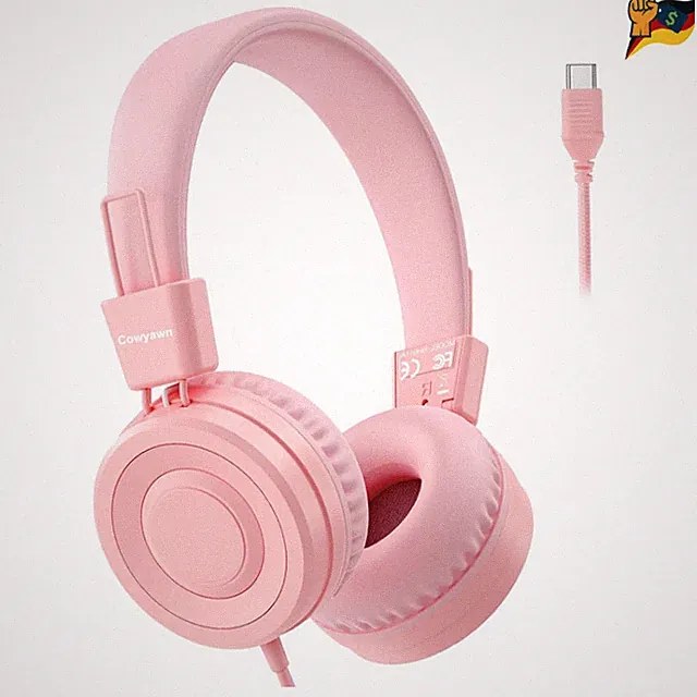 Cowyawn USB Typ C Kinderkopfhörer 94 dB Lautstärkebegrenzung Faltbar Rosa