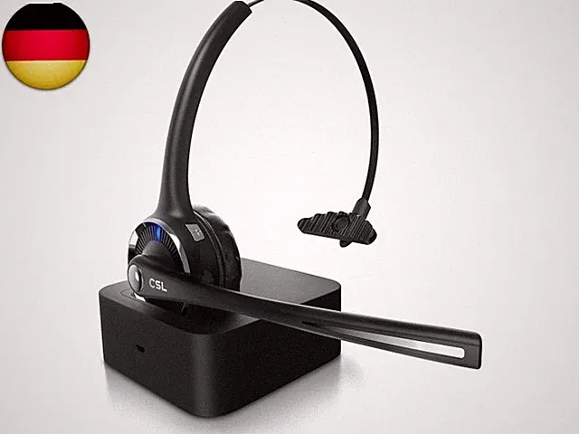 CSL - Bluetooth 5.0 Headset mit Ladestation - PC Headset mit flexiblem Mikrofon