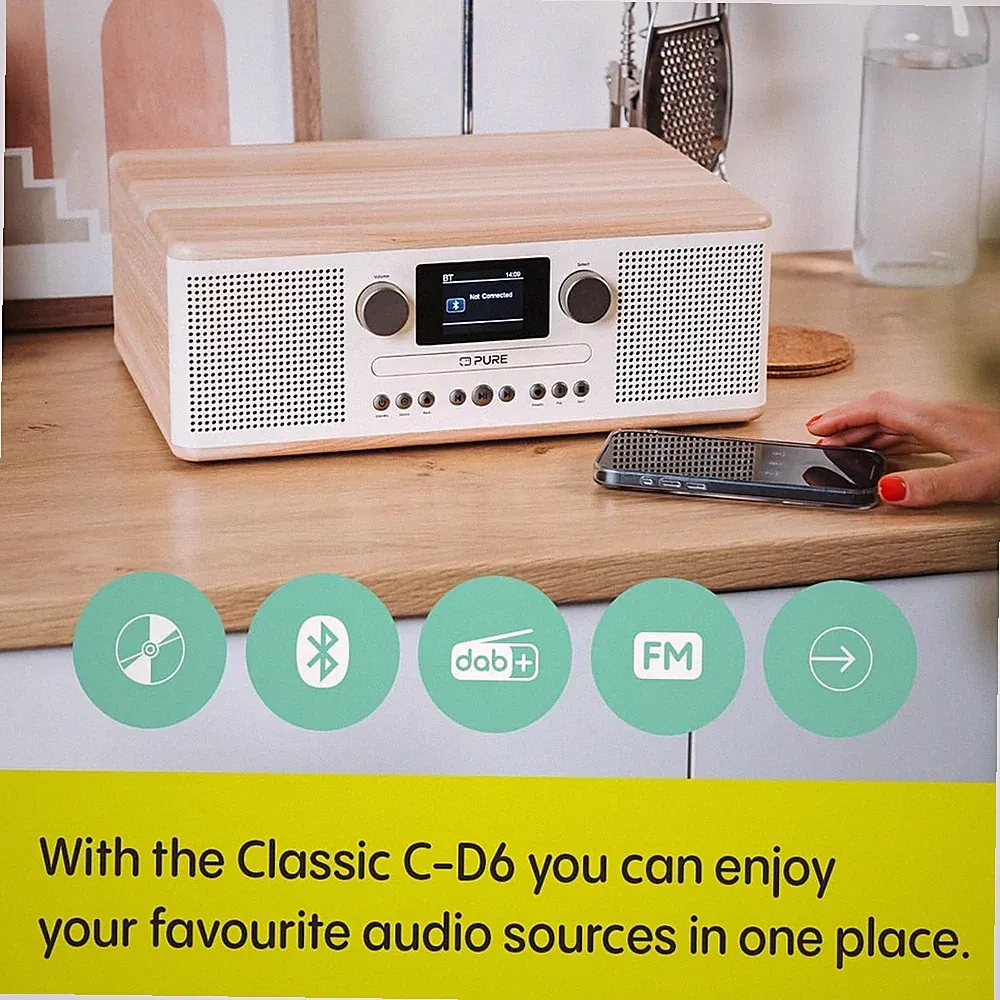 DAB+ CD Radio Bluetooth USB Stereoanlage Holz – Pure Classic C-D6 Oak DEFEKT