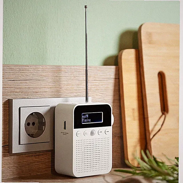 DAB+ Steckdosenradio mit Bewegungsmelder und Wecker Radio für Küche Garten Haus
