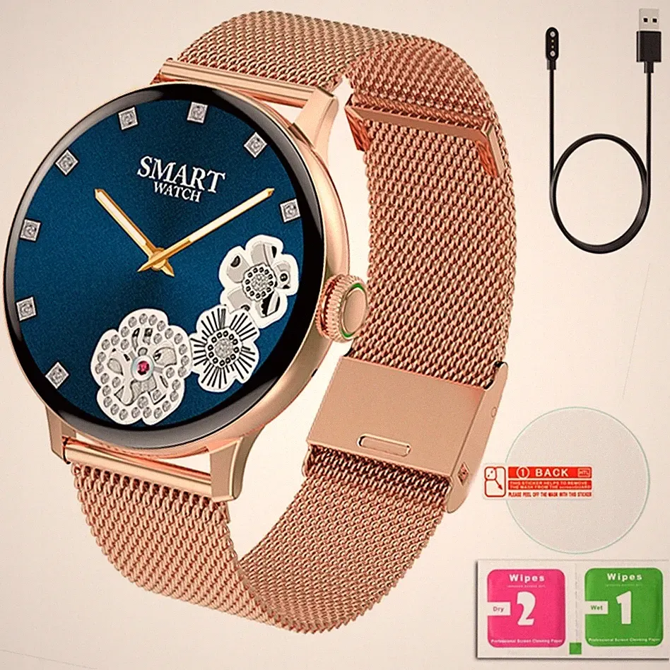 Damen Smartwatch DT2Z Gold mit Telefonfunktion, 1,19" Touchdisplay, Bluetooth 5.