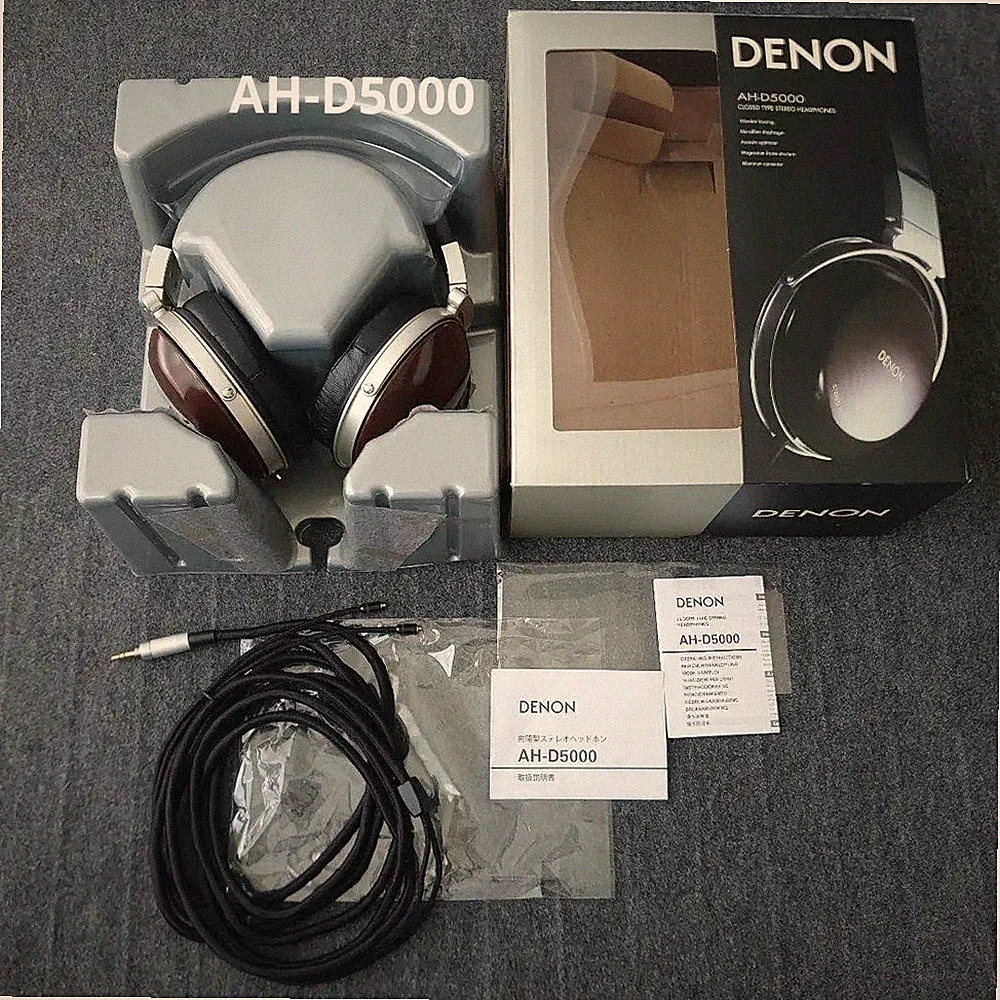 DENON AH-D5000 Kopfhörer MMCX abnehmbares Kabel Holzgehäuse gebraucht aus...