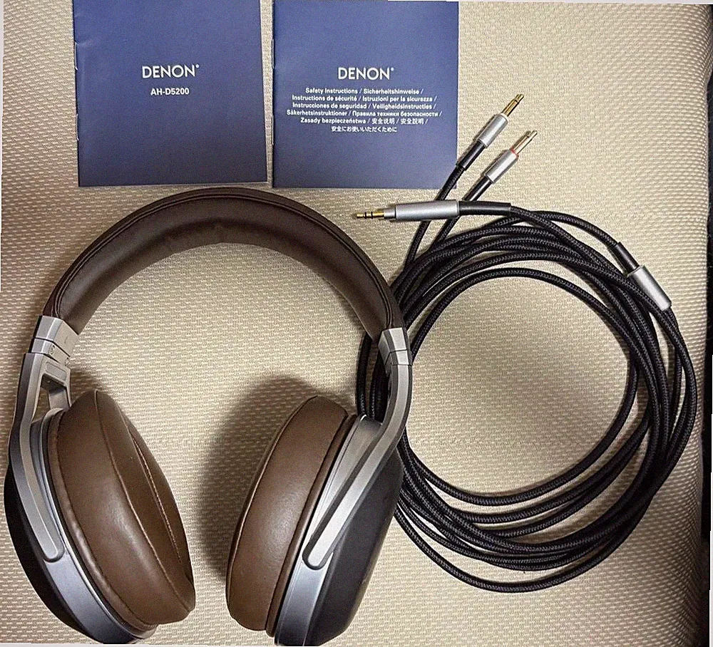 DENON AH-D5200 Zebrawood Over-Ear Kopfhörer mit Case Umbau Stecker GEBRAUCHT
