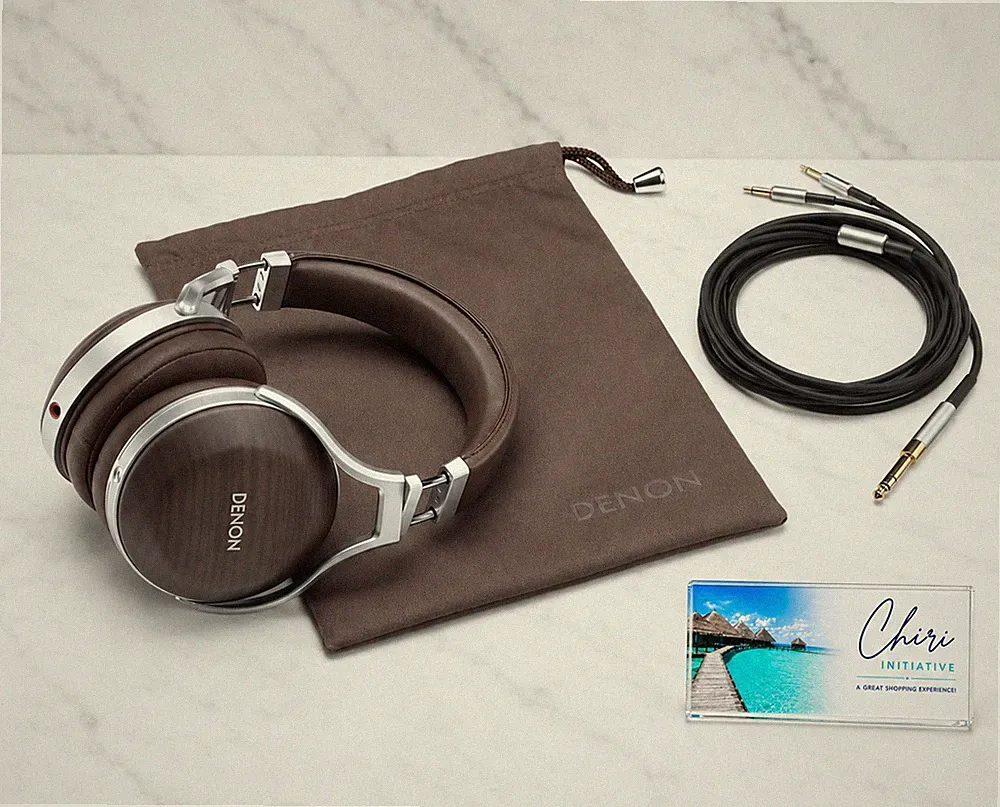 DENON AH-D5200EM Hi-Res Kopfhörer Zebraholz 50mm 4N OFC Kabel 3,5mm Stecker...