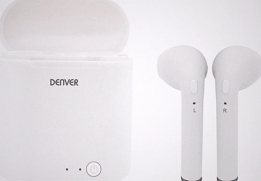 Denver InEar Kopfhörer TWQ-40 True Wireless Bluetooth + Qi Ladefunktion weiß
